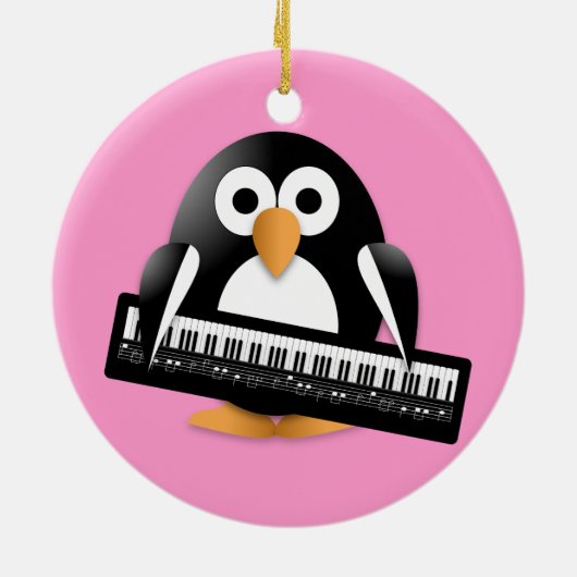 Pinguïn met piano keramisch ornament (Achterkant)