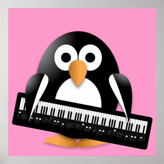Pinguïn met piano poster (Voorkant)