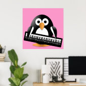 Pinguïn met piano poster (Thuiskantoor)