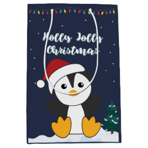 Pinguïn met pinguïn medium cadeauzakje