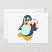 Pinguïn met Pokerkaarten Briefkaart (Voorkant / Achterkant)