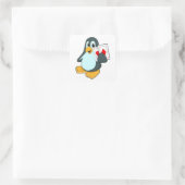 Pinguïn met Pokerkaarten Vierkante Sticker (Tas)