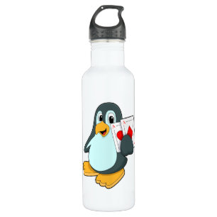 Pinguïn met Pokerkaarten Waterfles