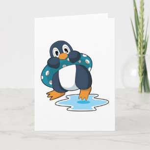 Pinguïn met reddingsboei kaart