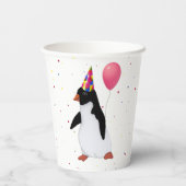 Pinguïn met roze ballon papieren bekers (Achterkant)