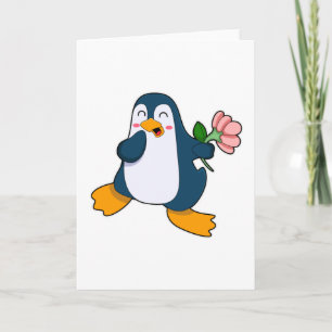 Pinguïn met rozenventilator kaart