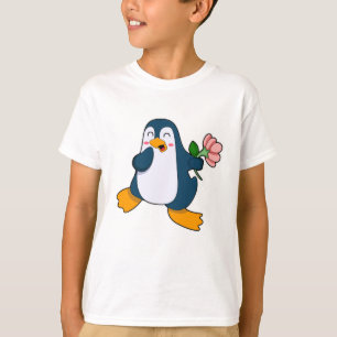 Pinguïn met rozenventilator t-shirt
