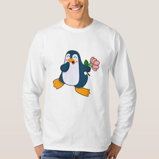 Pinguïn met rozenventilator t-shirt (Voorkant)