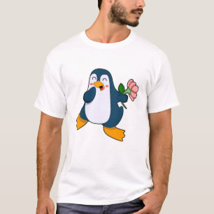 Pinguïn met rozenventilator t-shirt