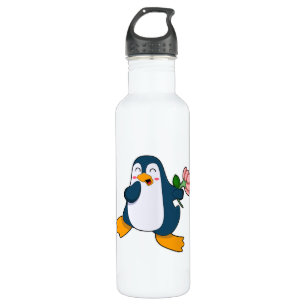 Pinguïn met rozenventilator waterfles 