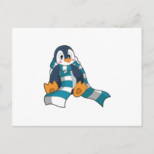 Pinguïn met sjaal briefkaart