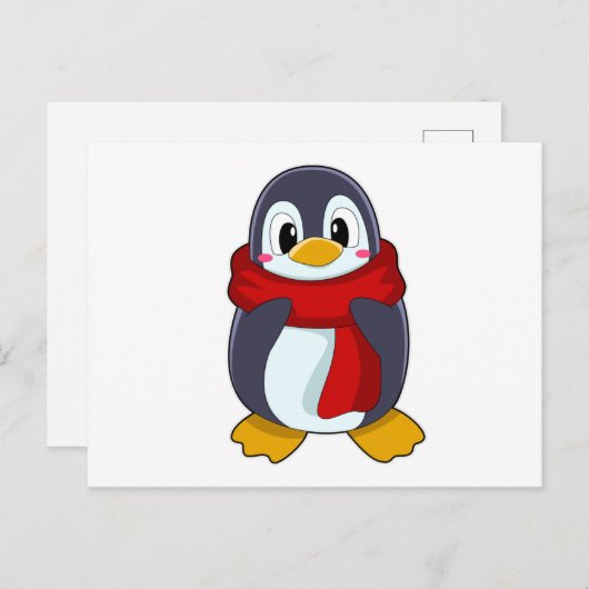 Pinguïn met sjaal briefkaart (Voorkant / Achterkant)