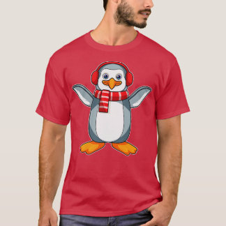 Pinguïn met Sjaal Hoofdtelefoon T-shirt