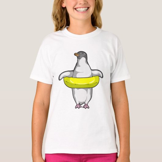 Pinguïn met Swim-ring T-shirt (Voorkant)
