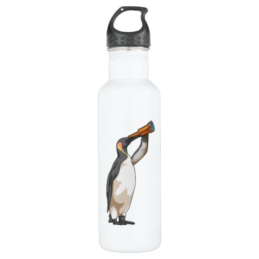 Pinguïn met telescoop waterfles  (Voorkant)