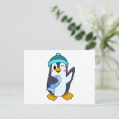 Pinguïn met Vis & Hoed Briefkaart (Staand voorkant)