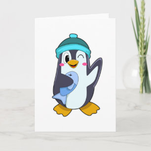 Pinguïn met Vis & Hoed Kaart