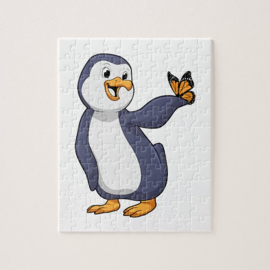Pinguïn met vlinder legpuzzel (Verticaal)