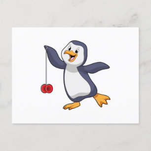 Pinguïn met Yo-Yo Briefkaart
