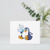 Pinguïn met zeepbellen.PNG Briefkaart (Staand voorkant)