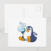 Pinguïn met zeepbellen.PNG Briefkaart (Voorkant / Achterkant)