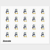 Pinguïn met zonnebril ronde sticker (Vel)