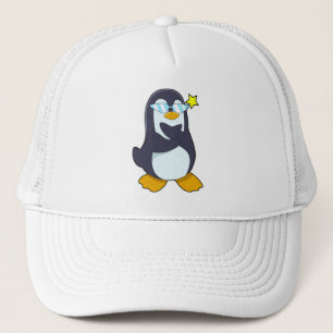 Pinguïn met zonnebril trucker pet