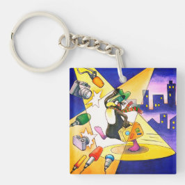 Pinguin mit Koffer Acryl Schlüsselanhänger Sleutelhanger