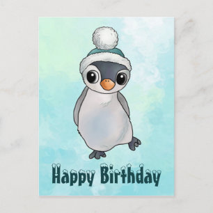 Pinguin mit Mütze Briefkaart