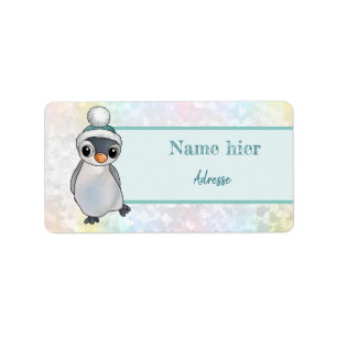 Pinguin mit Mütze Etiket