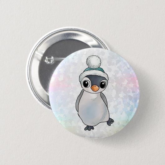 Pinguin mit Mütze Ronde Button 5,7 Cm (Voorkant /achterkant)