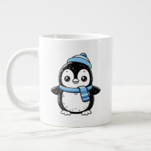 Pinguïn Mok Cute Winter | Pinguïn met Muts en Sja