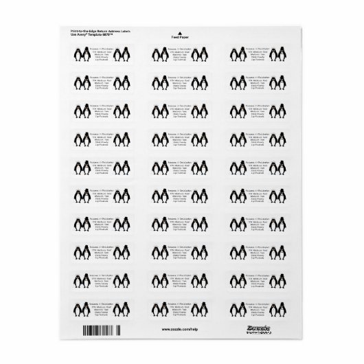 Pinguïn ontwerp bruiloft etiket (Full Sheet)