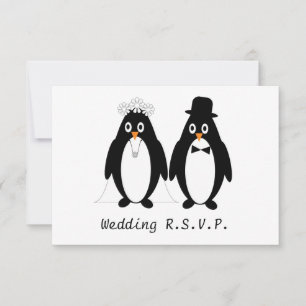 Pinguïn Ontwerp Bruiloft RSVP Kaartje