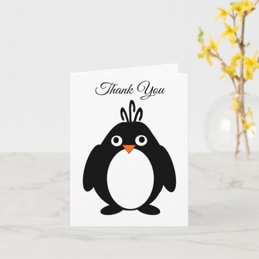 Pinguïn ontwerp dank u kaart (Gele Bloem)