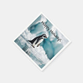 Pinguïn op ijsberg servet (Hoek)