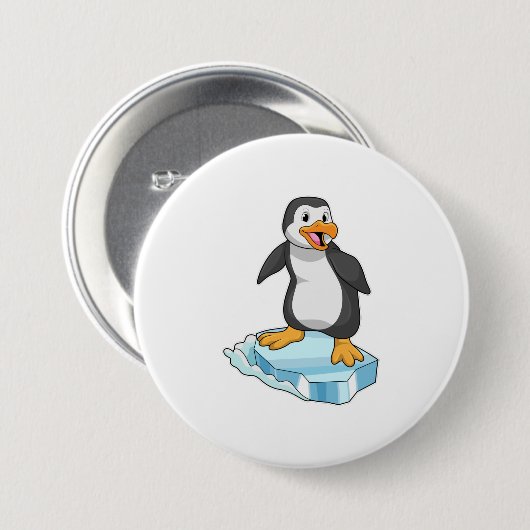 Pinguïn op ijskap ronde button 7,6 cm (Voorkant /achterkant)