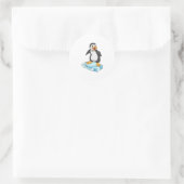 Pinguïn op ijskap ronde sticker (Tas)