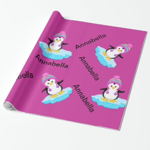 Pinguïn op ijsverpakkingspapier cadeaupapier