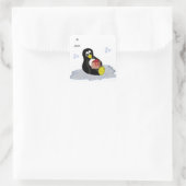 Pinguïn op ijsvlakte vierkante sticker (Tas)