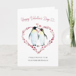 Pinguïn Paar in Liefde Gelukkige Valentijnsdag Kaart