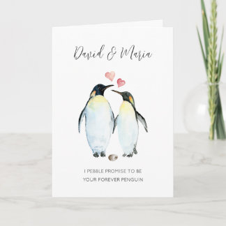 Pinguïn Paar in Liefde Jubileum Kaart