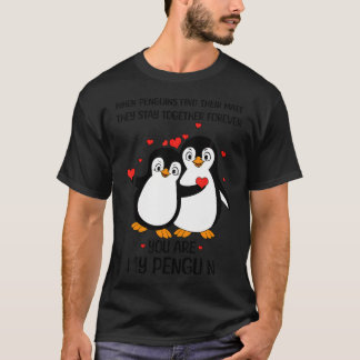Pinguïn Paar Lover Matching Hearts Day Happy Val T-shirt