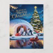 Pinguïn Parade in de Igloo Briefkaart (Voorkant)