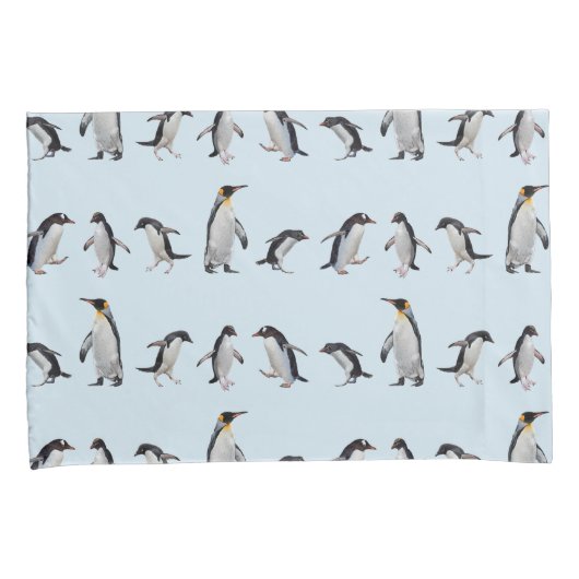 Pinguïn Party Pillowcases (blauw/marine) Kussensloop (Voorkant-Rechts)