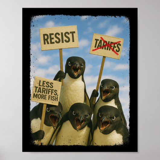 Pinguïn Protest Tegen Tarrifs March Activism Fun Poster (Voorkant)