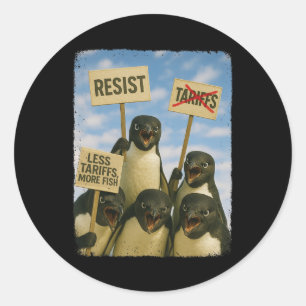 Pinguïn Protest Tegen Tarrifs March Activism Fun Ronde Sticker