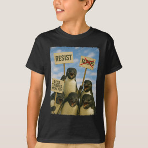 Pinguïn Protest Tegen Tarrifs March Activism Fun T-shirt
