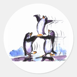pinguïn prymid ronde sticker