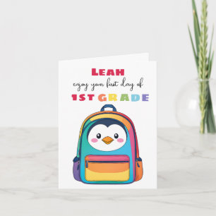 Pinguïn Rugzak School Eerste Dag Zoon Dochter Kaart